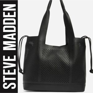 Steve Madden BAxis Perforated Tote Bag- Black
